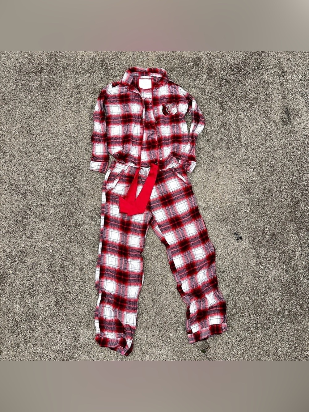 Abercrombie & Fitch Plaid Jumpsuit in Red & White Size Medium